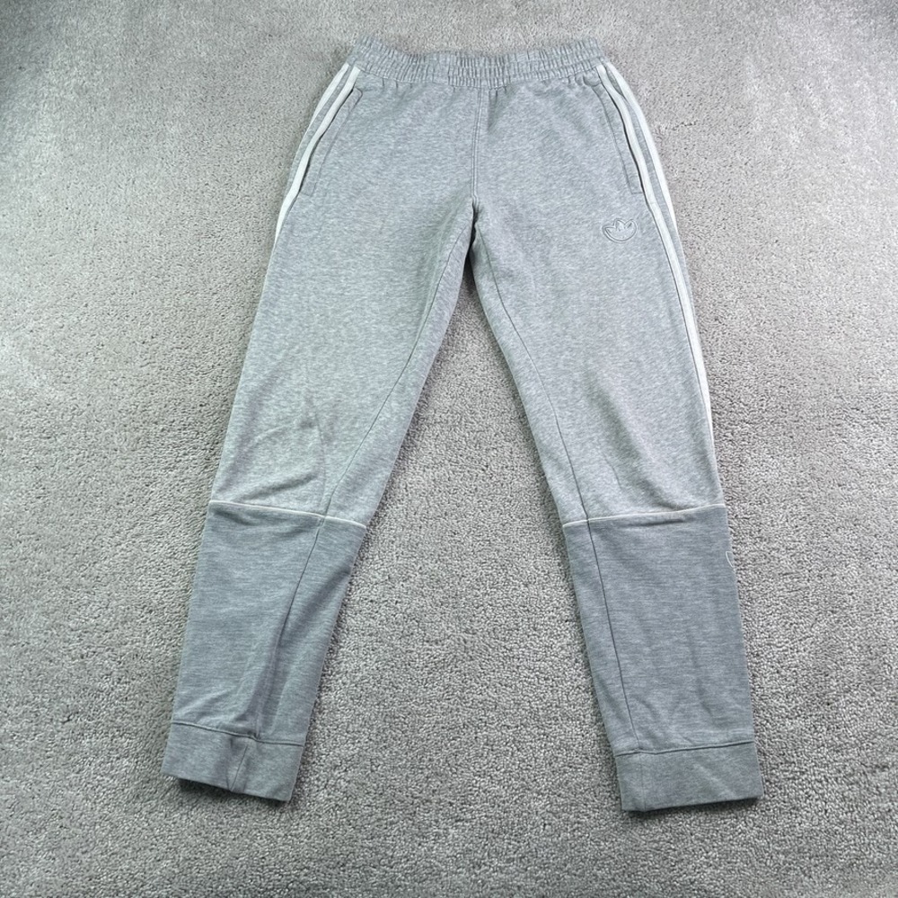 Adidas Sweatpants Mens Small Gray Outline Fleece Joggers Trefoil 3 Stripe Pants
